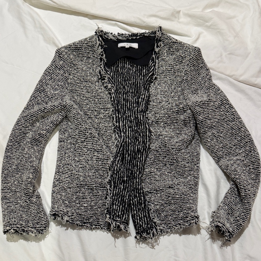 Iro black and white fringe jacket size 44 XL